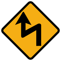 Dangerous corner bends sign