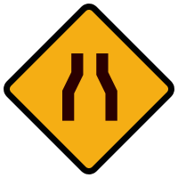 Road Narrows Ahead Sign
